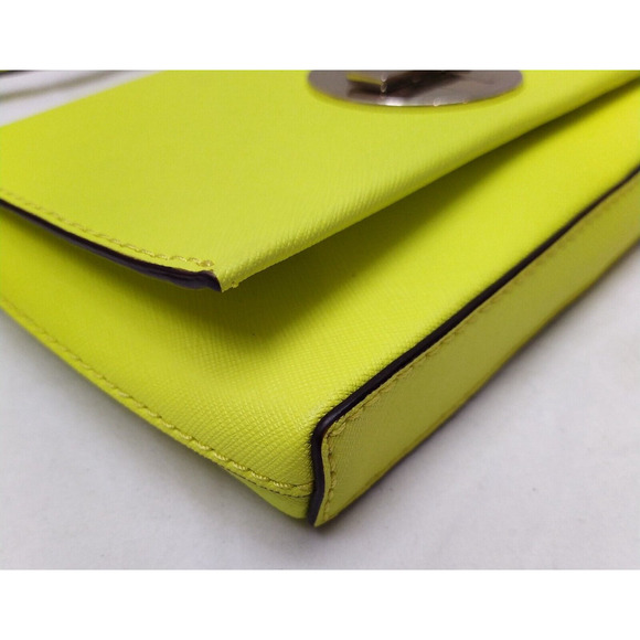 Kate Spade New York Highlighter Yellow Leather Turnlock Crossbody Bag - Picture 8 of 16